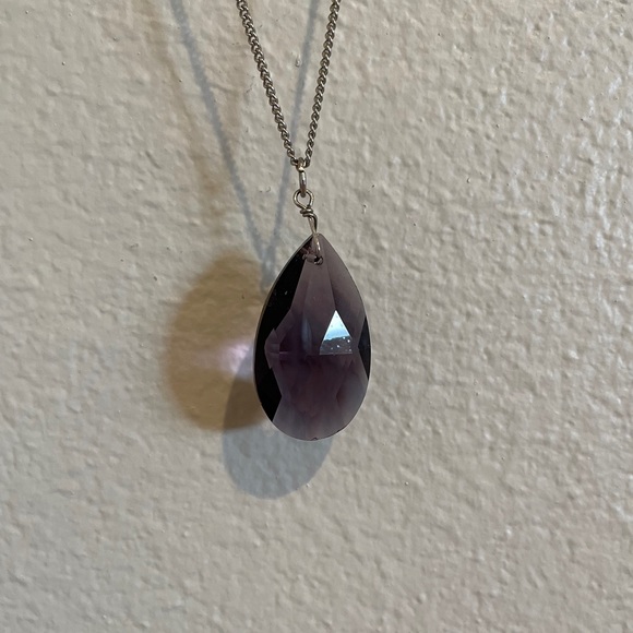 Charming Charlie Jewelry Purple Crystal Drop Necklace Poshmark